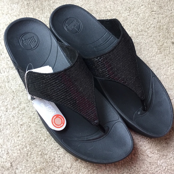 Fitflop Shoes - NWT FitFlop Fit Flops Black Sparkly Sandals Sz 10